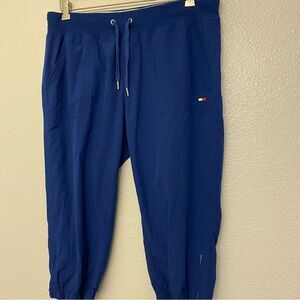 TOMMY HILFIGER sport Blue zip ankle crop lightweight pull on golf casual Pants L